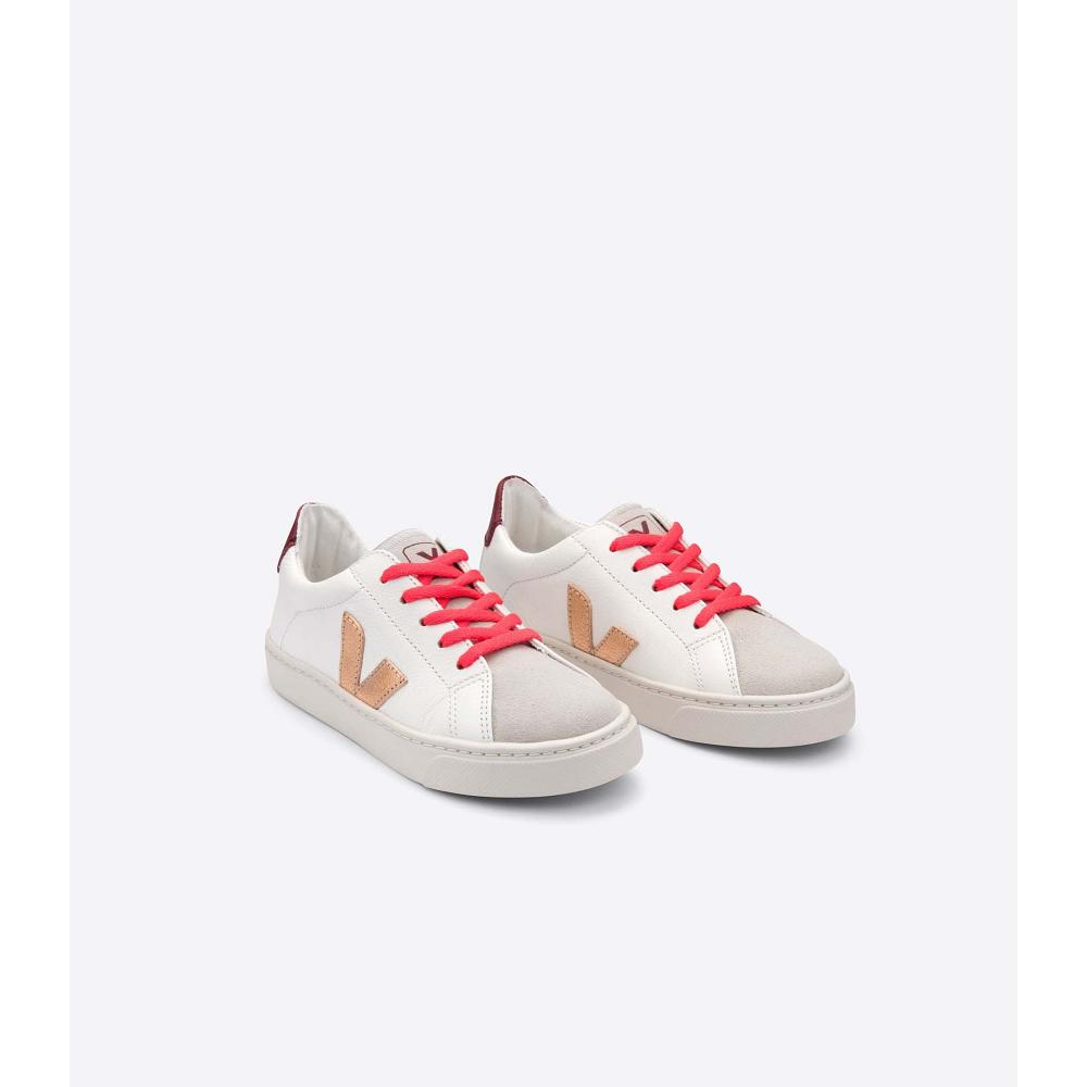 Gold/Red/White Kids' Veja ESPLAR LEATHER Sneakers | AU 810OKI